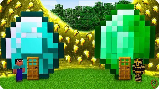 Confronto tra smeraldi e diamanti in Minecraft